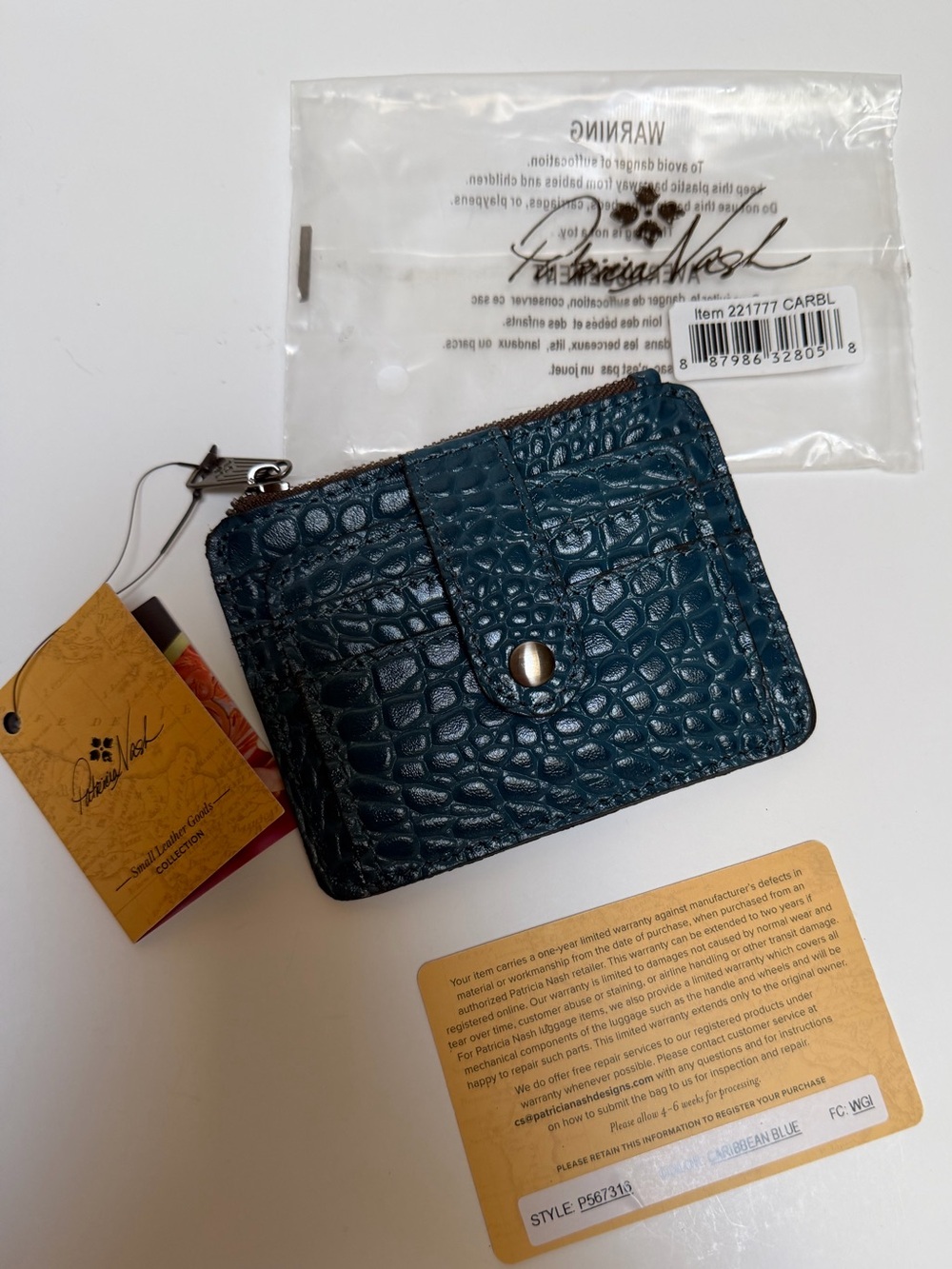 Patricia Nash Teal Blue Card Leather Wallet NWT